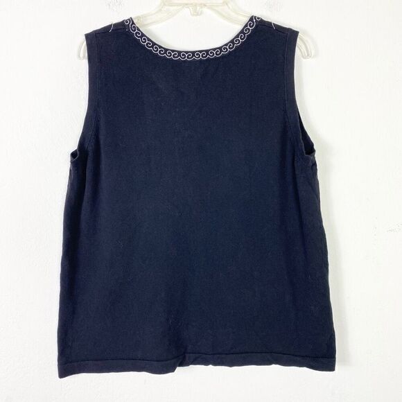 Maggie Barnes Black Embroidered Neckline Sleeveless Shirt Top Size - Picture 2 of 3